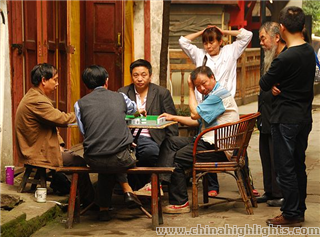 People playing Majong, Ciqikou Old Town, Chongqing.